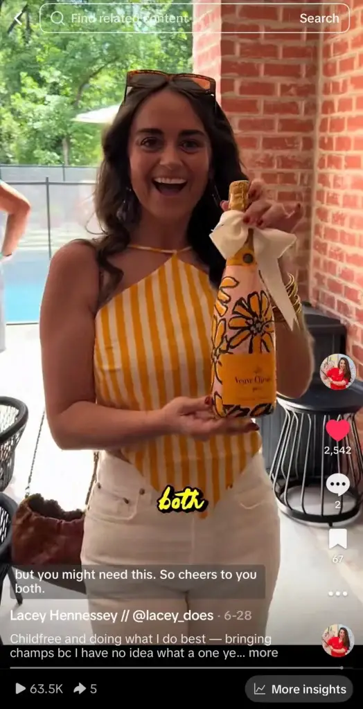 Lacey with champagne