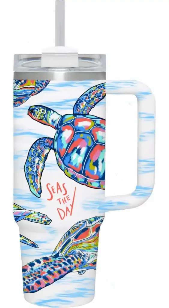 crab art on drink tumbler